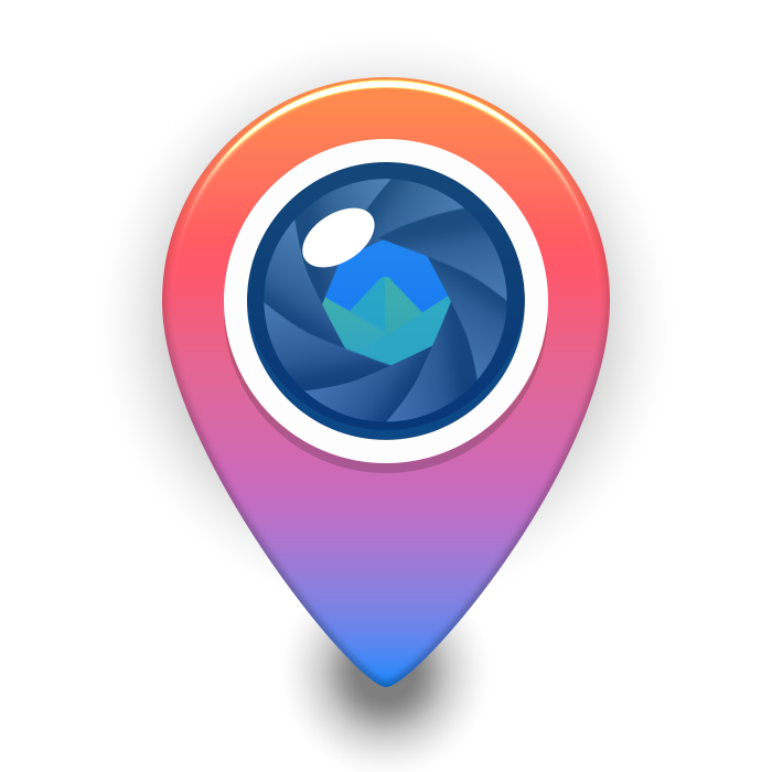 Halarta logo — a location pin with a camera aperture