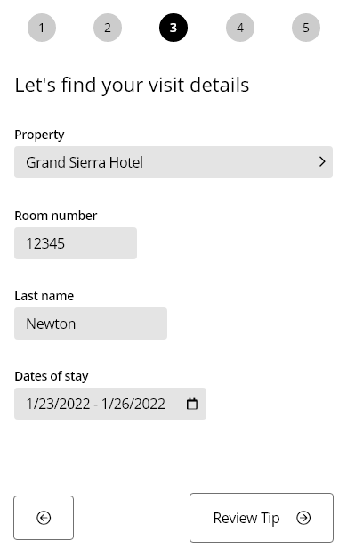 Early v00 wireframe — page 3 of 5, visit details lookup